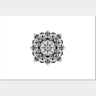 Black and white Mandala Posters and Art